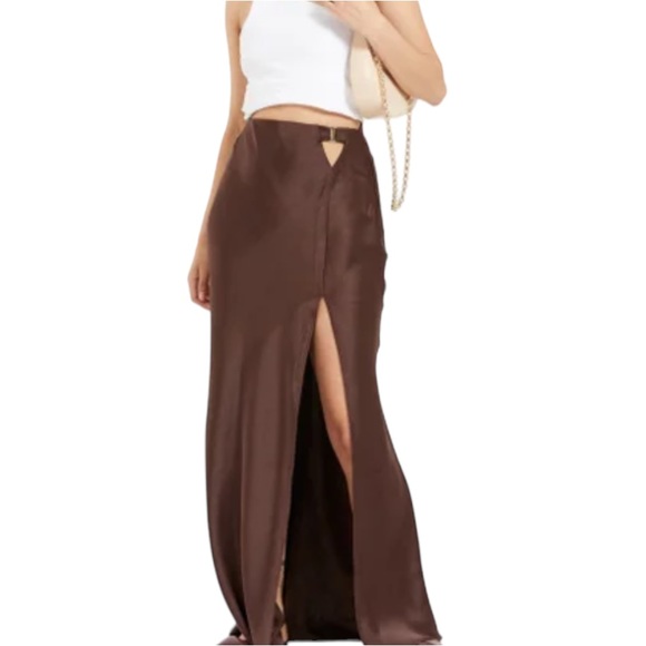 Bec + Bridge x Free People Nadia 2 | XS Brown Crop & High Rise Silky Skirt Set - Picture 10 of 15